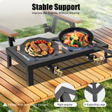Portable Double Burner Outdoor Gas Stove Propane Cooker with Adjustable 0-10Psi Regulator Hose for Patio Camping, BBQ, Home