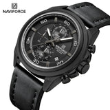 NAVIFORCE Waterproof Watches for Men Original Brand Luxury Leather Men's Quartz Wristwatch Fashion Military Chronograph Male