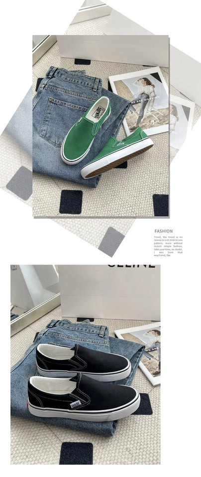 Canvas Shoes Women Couple Slip on Flat Comfortable Casual Shoes Fashion Platform Ladies Vulcanized Shoes Zapatillas Mujer 2025