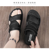 Summer Men's Sandals Leisure Beach Shoes Male Holiday Slippers Outdoor Retro Comfortable Casual Sandals leather Men Slippers