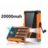 2025 NEW Solar Power Bank 20000mAh 22.5W Magnetic Wireless Powerbank Hand Crank with Cable Portable Charger for Outdoor Camping