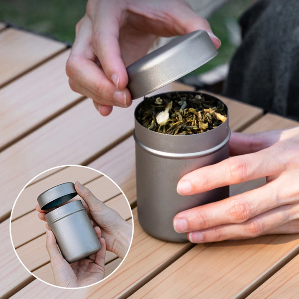 Tea Storage Bottle Titanium Portable Tea Box Outdoor Portable Camping Coffee Can