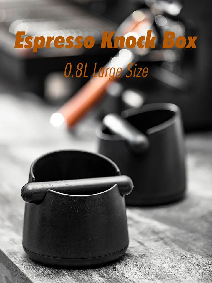 White Coffee Knock Box with Rubber Knock Bar 800ML Black Espresso Grounds Container Anti Slip Coffee Grind Waste Dump Bin