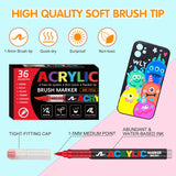 366 Colours Acrylic Markers Flexible Brush Tip Acrylic Paint Marker for Painting Stone Fabric Glass Ceramic Canvas Paper Wood