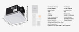 SucceBuy Bathroom Exhaust Fan 80/110CFM High-Efficiency Ventilation 1.5sones Low Noise Operation Energy-Saving Bathroom Ceiling