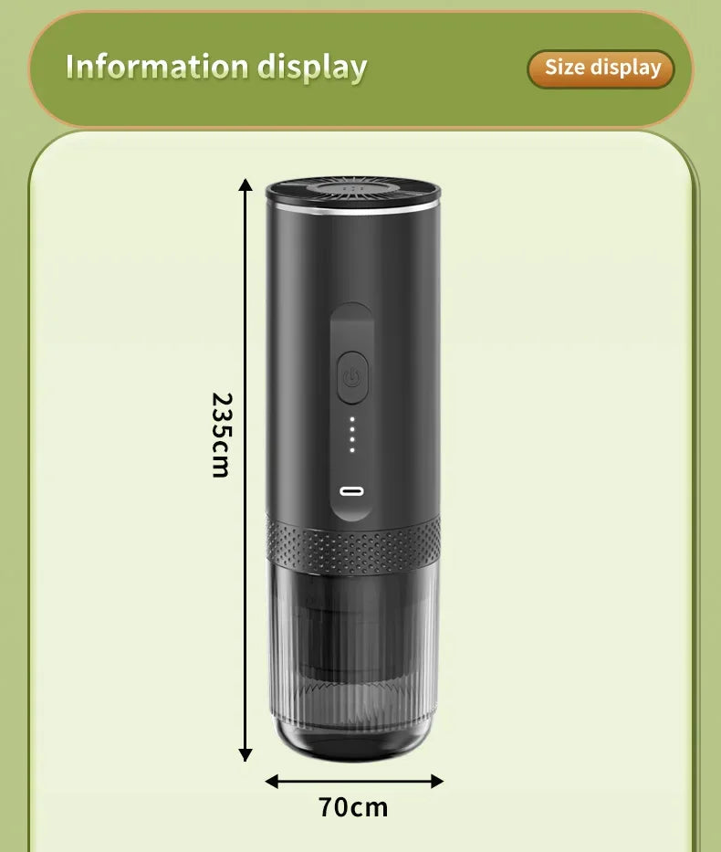 Electric Espresso Coffee Machine for Car & Home Camping Portable Coffee Maker Capsule Powder Travel 2-in-1 Wireless Coffee Maker