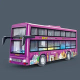 Children Inertia Pull Back Vehicles Toy Double Decker Sightseeing Bus Open Door Lights Music Die Cast Vehicles Toys for Boys