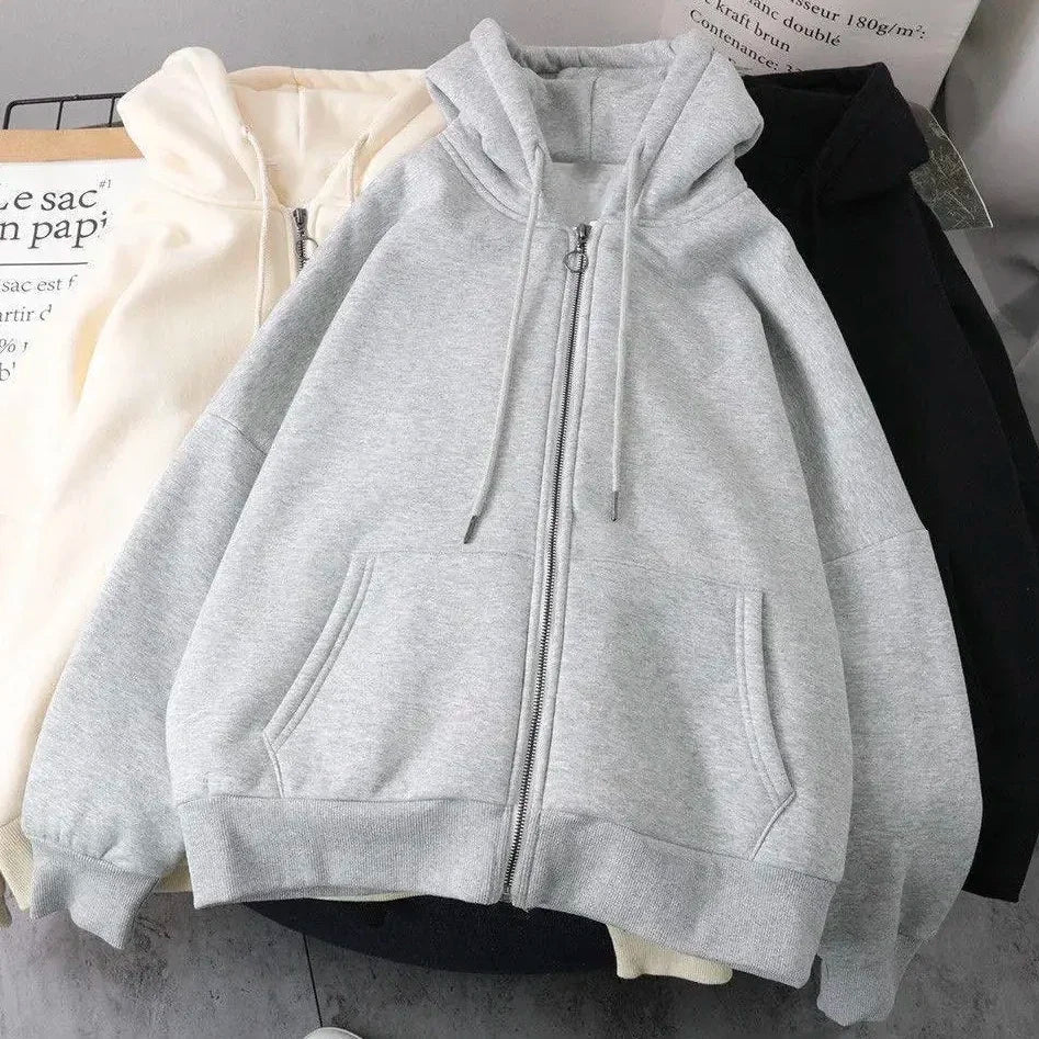American Retro Little Devil Embroidered Zipper Hoodie Women Y2K Street Fashion Trend Joker Sweatshirt Couple Casual Loose Hoodie