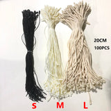 100PC /lot Plastic Tag White Beige Black Hang Tag Polyester Rope String Snap Lock Pin Loop Tie Fasteners