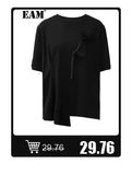 [EAM] Black Irregular Knot Sweatshirt New Stand Collar Long Sleeve Women Big Size Fashion Tide Spring Autumn 2026 1DJ1848