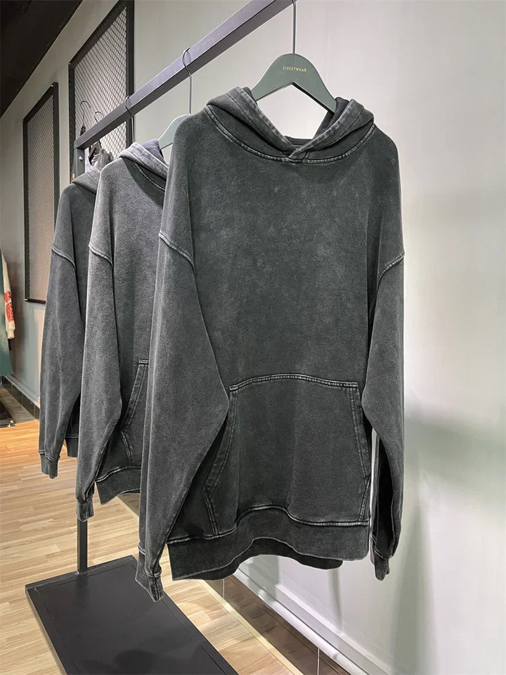 Y2K Anime Hoodies Men Ukiyoe Oversized Loose Vintage Acid Wash Hooded Sweatshirt Women Goth Harajuku Cotton Long Sleeve Pullover