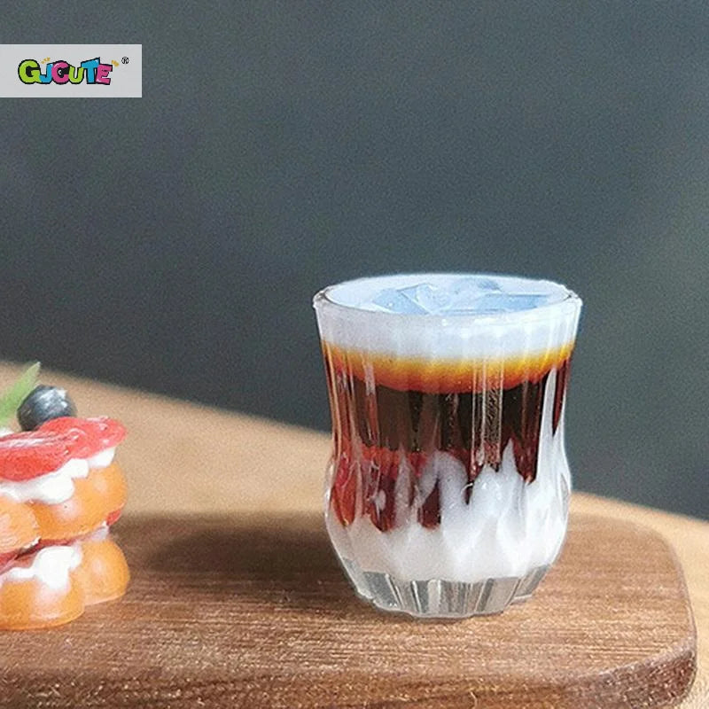 Cute Dollhouse Coffee Cup Miniature Latte Coffee Beverage Cafe Drink Model Doll House Accessories Kids Play House Toys
