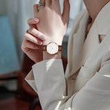 1 Set Women Leather Watches Minimalist Style 6.9mm Ultra Thin Dial Black Gift Box Adjuster Spare Strap Women's Dress Wristwatch