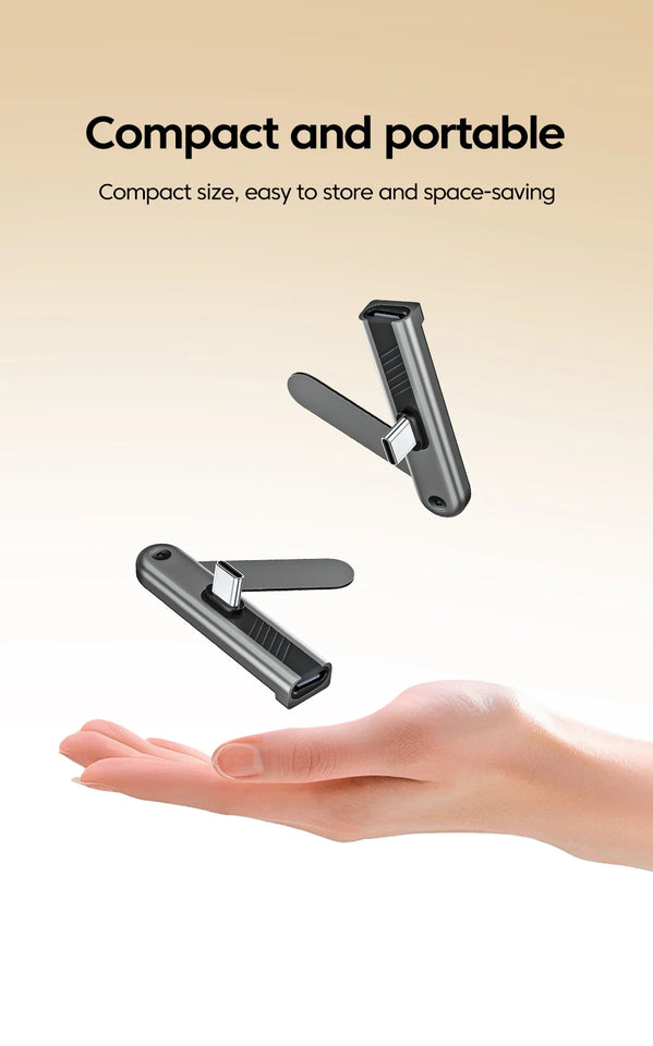 2 In 1 Foldable Phone Stand USB Type C To Type C Adapter 240W Fast Charging Data 90 Degree Connector USB C To C 360° Rotatable