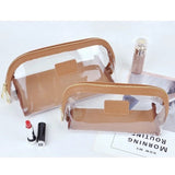 Custom Genuine Leather Travel Cosmetic Bag Set Waterproof Makeup Brush Storage Bag Portable Transparent PVC TPU Cosmetic Bag