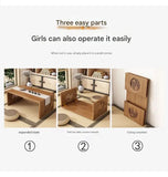 Japanese Style Pure Bamboo Foldable Coffee Table Real Wood Tatami Low Sitting Floor Mat Small Tea Table Window Seat Table