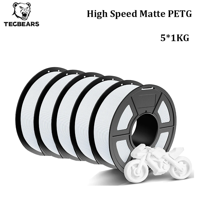 TECBEARS High Speed Matte PETG 3D Filament 1.75mm 5KG petg 600mm/s  Neatly Wound Multi Color FDM 3D Printer Materials DIY Gift