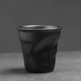 Coarse Pottery Coffee Cup   Hand Kneaded Pleated Cup Ceramic Latte Cup Espresso Cup Afternoon Tea Cup Vintage Cup