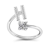 LATS Zircon Initial A-Z Letter Rings for Women Girl Adjustable Opening Ring Name Alphabet Female Wedding Fashion Jewelry Gift