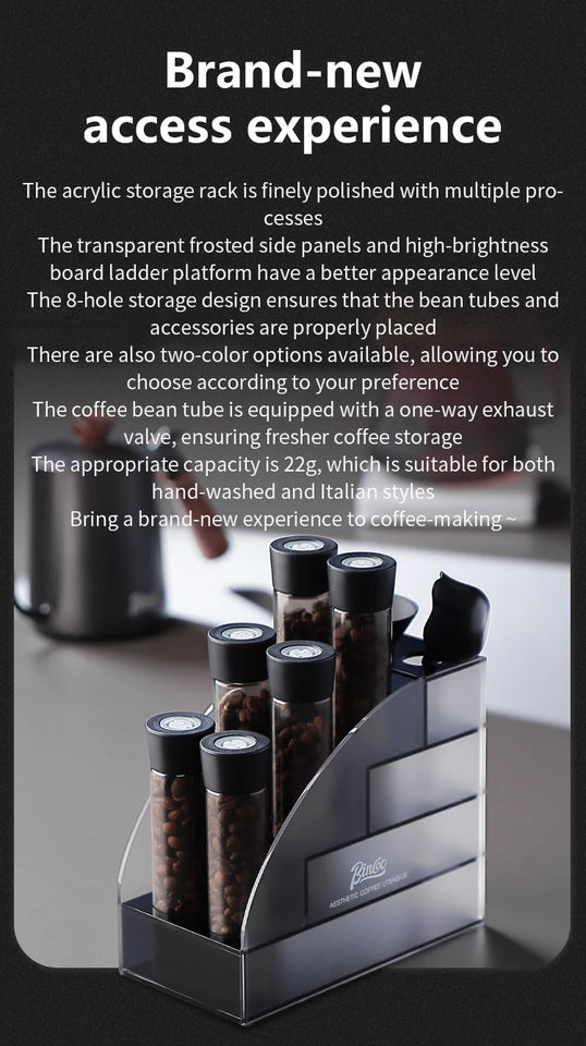 Coffee Beans Storage Container Tube Display Rack Tea Bottle Glass Single Dose Espresso Accessory Coffeware Set Barista Tool Gift
