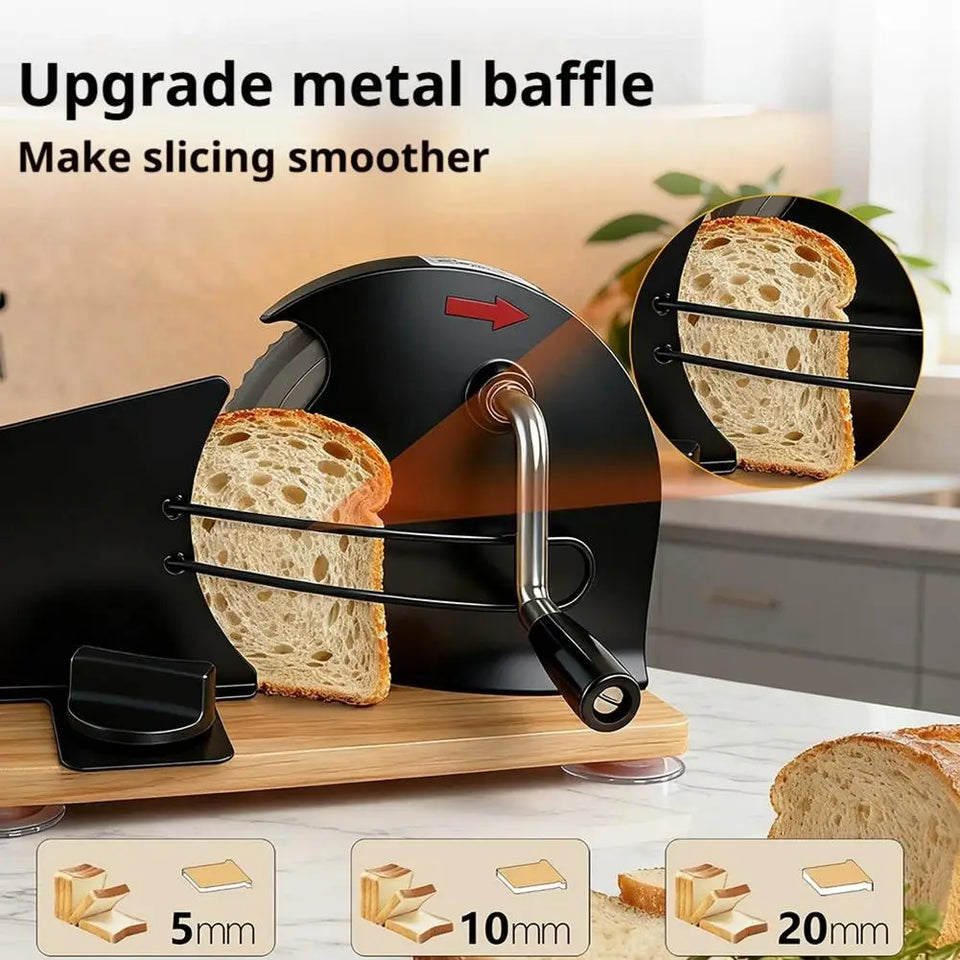 Adjustable Manual Bread Cutter Hand Crank Ergonomic Bread Slicing Cutter for Commercial Bakery Shop & Home Baking Daily Use