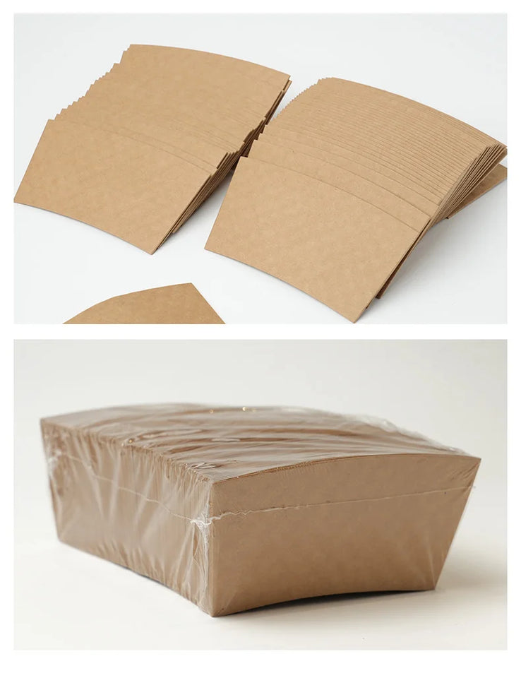 50/100pcs Kraft Paper Coffee Cup Sleeves Disposable Cup Cover Drinks Protective Cover Non-Slip  Heat Insulation Cardboard Holder