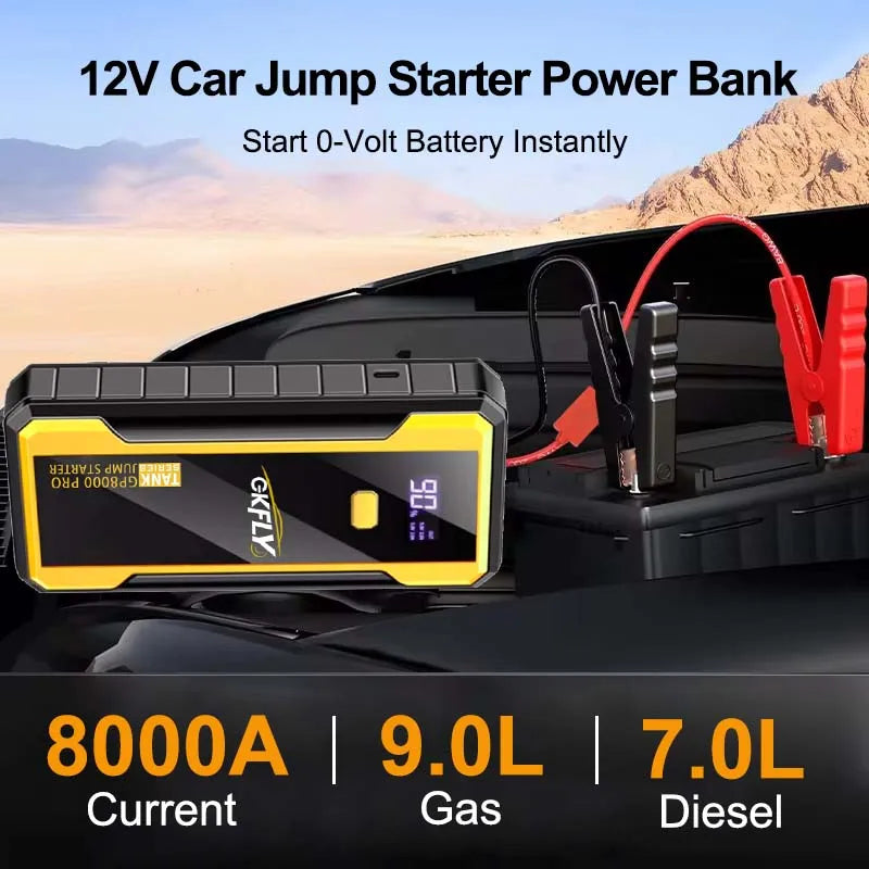GKFLY 4000A/8000A Car Jump Starter 12V Power Bank Portable Starting Device Car Battery Booster for Gas/Diesel 5L/3L