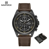 Original NAVIFORCE Business Luxury Leather Strap Men Watches Sports Chronograph Watch for Man 3ATM Waterproof Quartz Wristwatch
