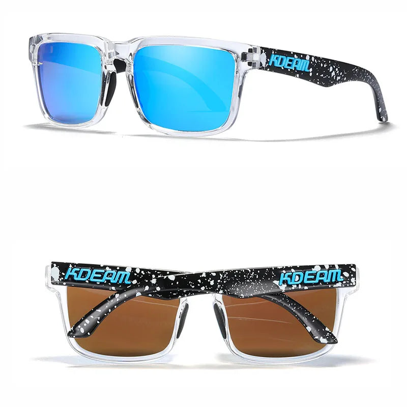KDEAM New Arrivals Fashion Square Polarized Sunglasses For Men And Women Fishing Sun Glasses Colorful Lens With Hard Case