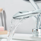 Waterfall Creative Bathroom Basin Faucet Sink Faucet Deck Mounted Hot Cold Water Mixer Crane Brass Body Single Hole Taps Mixers