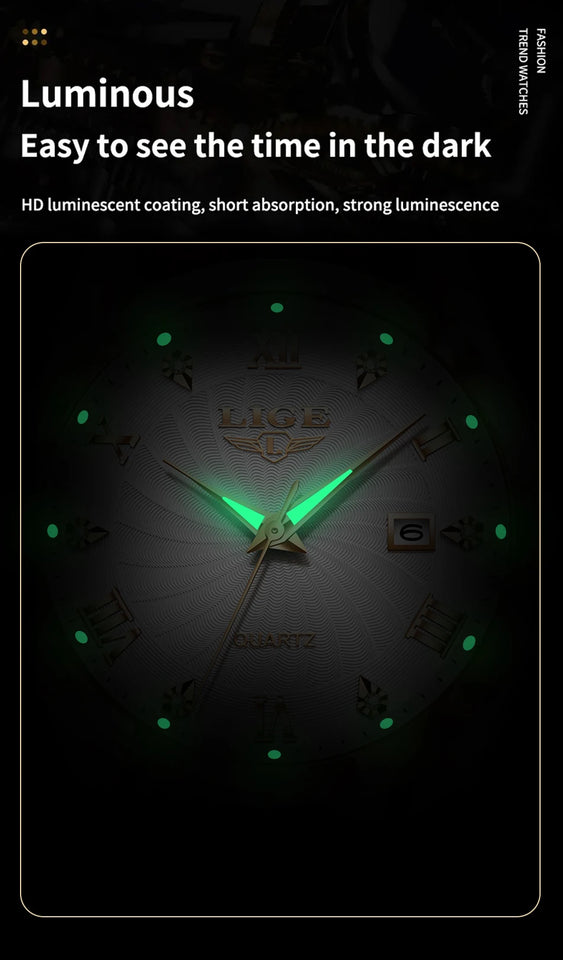 LIGE New Luxury Watch for Men Military Leather Man Wristwatch Quartz Clock Waterproof Luminous Date Week Men's Watches Reloj+box