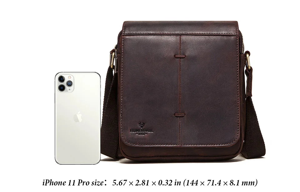 Fashion Crazy Horse Leather Men's Messenger Bag Flap Large Capacity Crossbody Bag Top Quality Shoulder Bag Sling Bag Tote
