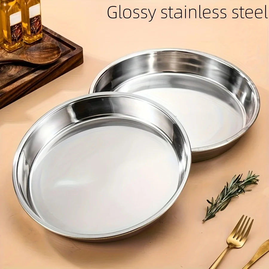 3-Pack Stainless Steel Baking Trays - Heat Resistant round Pizza Pans for Home And Commercial Use Easy to Clean Perfect for Chri