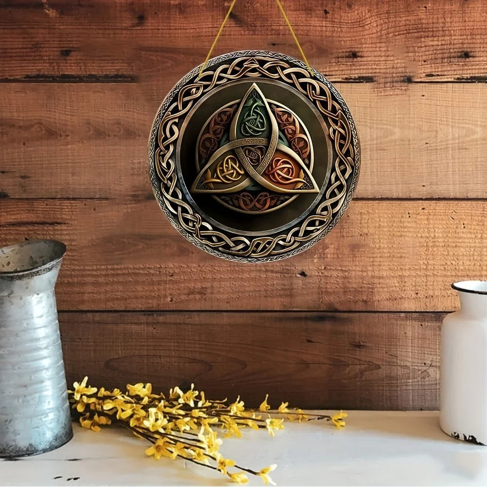 1 Piece 2D Celtic Three Curved Legs Symbol Logo Wooden Disc 8 Inch For Bedroom Living Room Home Restaurant Bar Coffee Shop