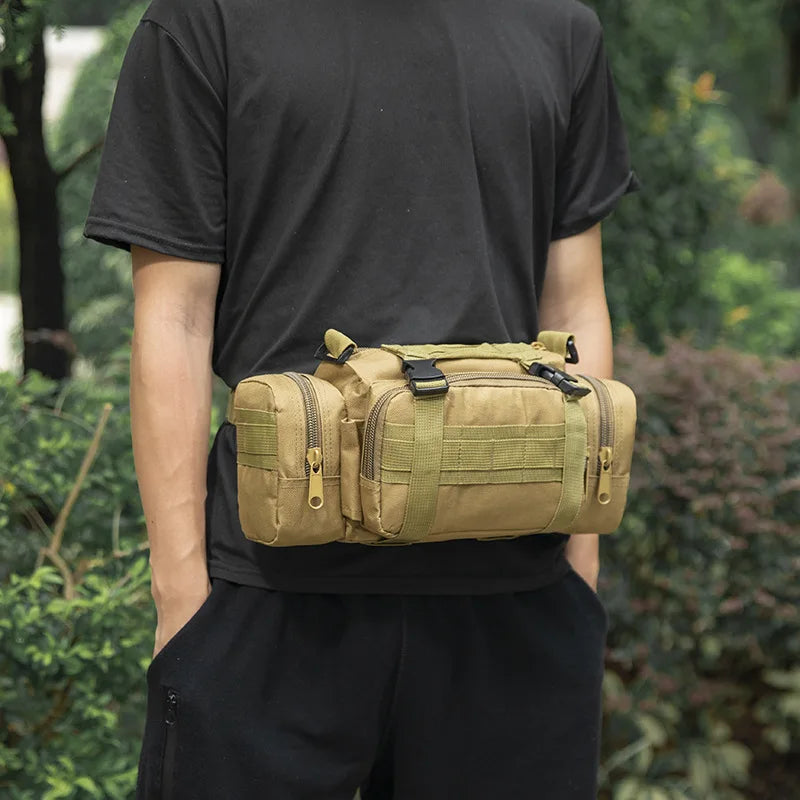 Outdoor Hiking Waist Bag 600D Waterproof Oxford Climbing Shoulder Bags Fishing Camping Hiking Pouch Chest Bag