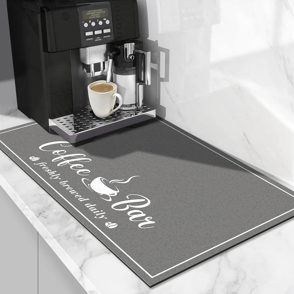Coffee Bar Drying Mat Fashion Kitchen Decor Non-Slip Heat Resistant Countertop Mat Daily Trendy Countertop Decor Mat