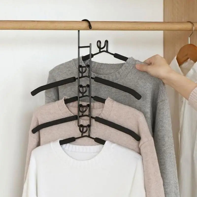 New Hanging Closet Organizer With Hooks, Space Saving Wardrobe Hanger For Coats Shirts Dresses Jackets Clothes Storage