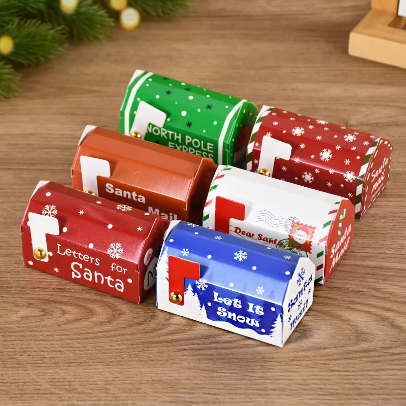 6/24pcs Christmas Mailbox Shape Candy Gift Box Kids Xmas Cookie Snack Packing Box Bag 2024 Navidad Noel Home Decor 2025 New Year