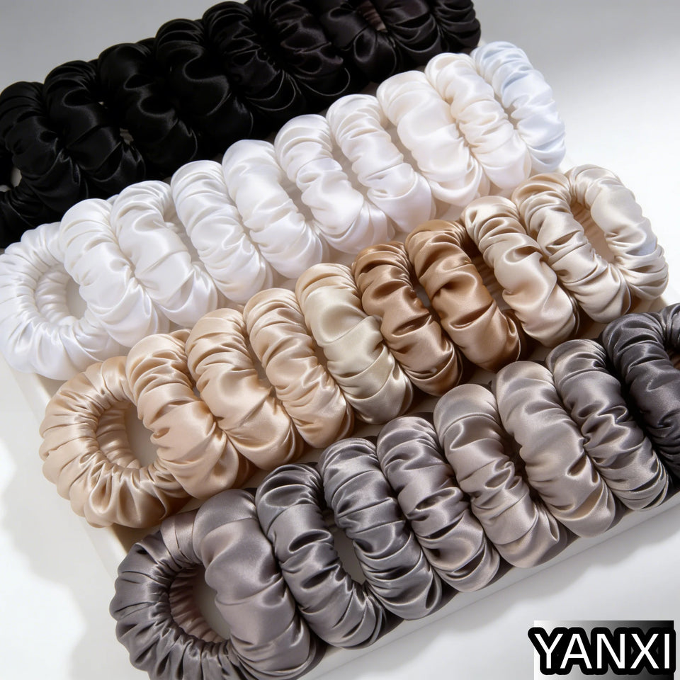 1/30/60/100pcs bulk satin scrunchies 100colors  women small 6.5cm headwear hair ties accessories casual cute black coffee