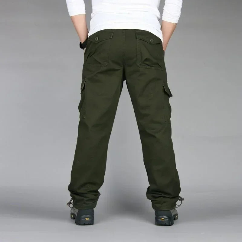 Camping Hiking Pants Men Cargo   Cotton Overalls Straight  Trousers Multi-Pocket Baggy  Slacks Pants
