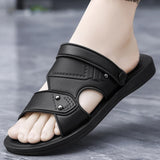 Summer Men's Sandals Leisure Beach Shoes Male Holiday Slippers Outdoor Retro Comfortable Casual Sandals leather Men Slippers