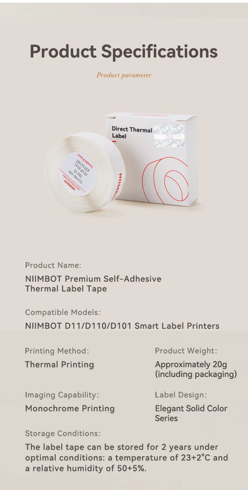 Niimbot 1/3/6 Rolls White Label Waterproof Adhesive Sticker Anti-Oil Paper For B1 B21 Mini Portable Thermal Printer Label Maker