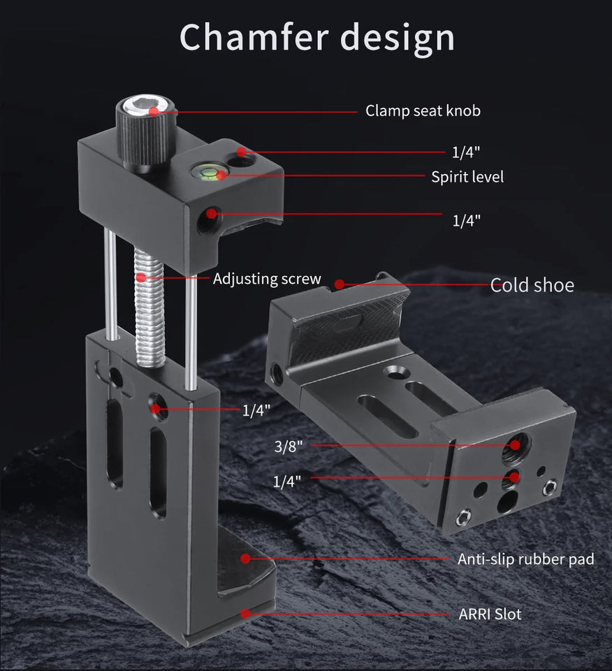 Aluminum Alloy Mobile Phone Holder Clip for Smartphone with Spirit Level Cold Shoe Mount 1/4 3/8 Hole Tripod Head Clamp Bracket