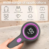 Digital display hair ball trimmer, shaving device, pilling device, rechargeable shaving and suction device, clothing