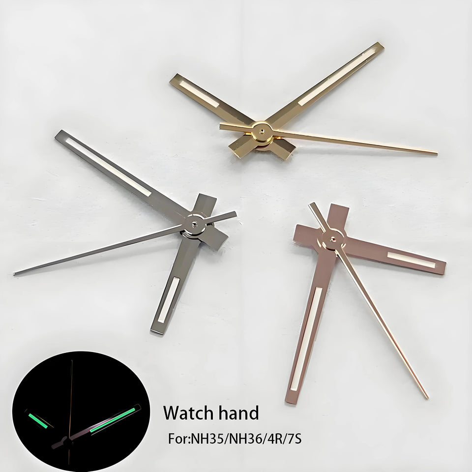 NH35 Hands Rose Gold Silver Gold Watch Hands Green Luminous For NH35/NH36/4R/7S Movement Watches Pointers