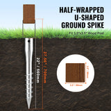 SucceBuy No Dig Ground Anchor 1Pcs 3.94 x 2.76 x 27.56 in DIY Screw in Post Stake Includes 6 Lag Bolts & a Rebar U-Shape Holder
