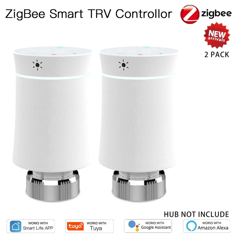 MOES ZigBee3.0 TRV New Radiator Actuator Valve Tuya Smart Programmable Thermostat Temperature Heater Alexa Voice Control