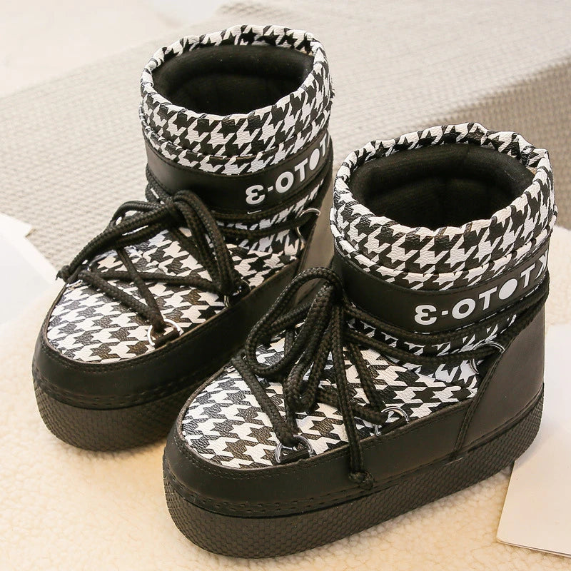Ankle Boots Women Winter Genuine Leather Waterproof Platform Snow Boots For Warm Plush Non Slip Cotton Padded Shoes Size 34-41