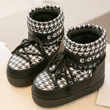 Ankle Boots Women Winter Genuine Leather Waterproof Platform Snow Boots For Warm Plush Non Slip Cotton Padded Shoes Size 34-41