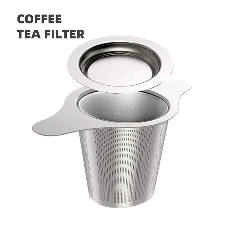 Tea Infuser Basket with Dual Handle Fine Mesh Stainless Steel Cup Loose Leaf Tea Funnel Strainer Tearoom Supplies